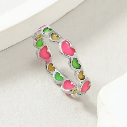 Sweet Heart Shape Stainless Steel Enamel Plating Rings