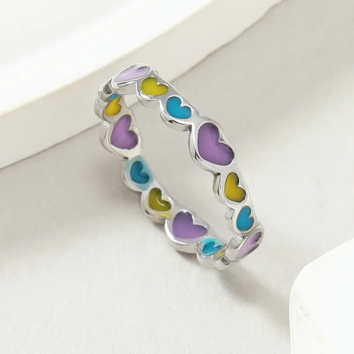 Sweet Heart Shape Stainless Steel Enamel Plating Rings