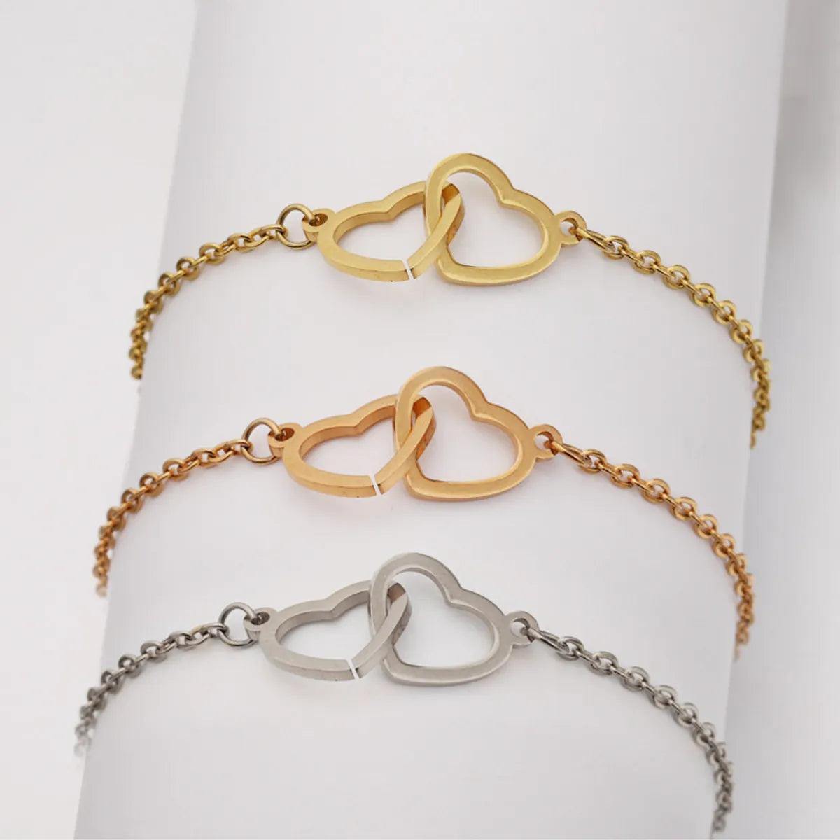 Sweet Heart Shape Stainless Steel Hollow Out 18k Gold Plated Rose Gold Plated Bracelets