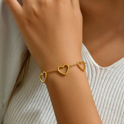 Sweet Heart Shape Stainless Steel Hollow Out Bracelets