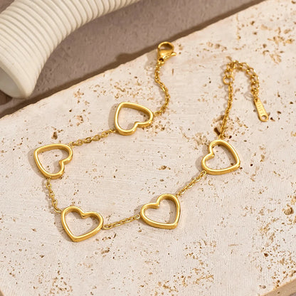 Sweet Heart Shape Stainless Steel Hollow Out Bracelets