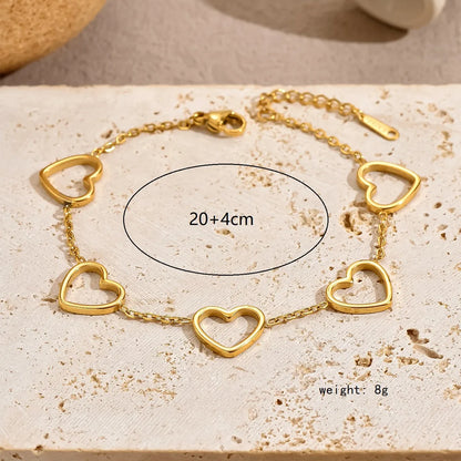 Sweet Heart Shape Stainless Steel Hollow Out Bracelets