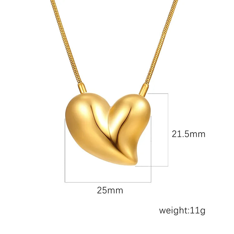 Wholesale Jewelry Sweet Heart Shape Stainless Steel 18K Gold Plated Pendant Necklace