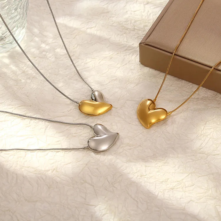 Wholesale Jewelry Sweet Heart Shape Stainless Steel 18K Gold Plated Pendant Necklace