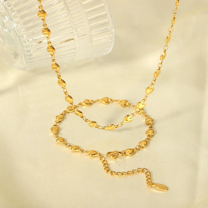 Sweet Heart Shape Stainless Steel Plating 18k Gold Plated Bracelets Necklace