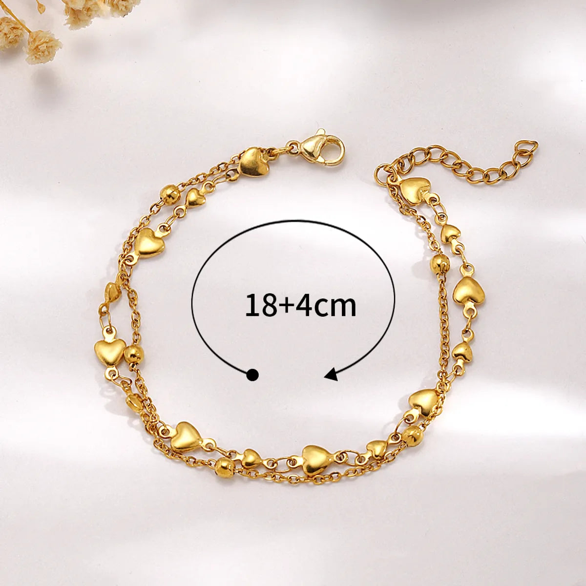 Sweet Heart Shape Stainless Steel Plating 18k Gold Plated Bracelets