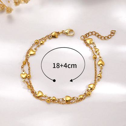 Sweet Heart Shape Stainless Steel Plating 18k Gold Plated Bracelets