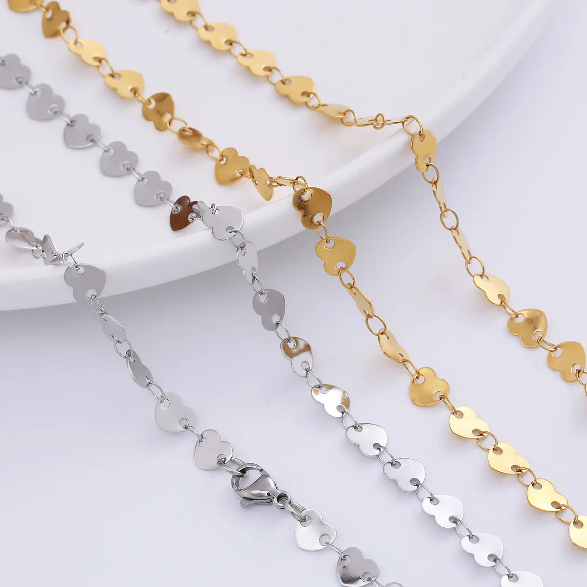 Sweet Heart Shape Stainless Steel Plating Chain Choker