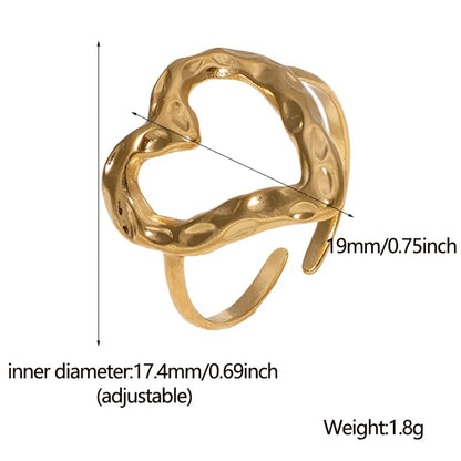 Sweet Heart Shape Stainless Steel Plating Gold Plated Open Rings