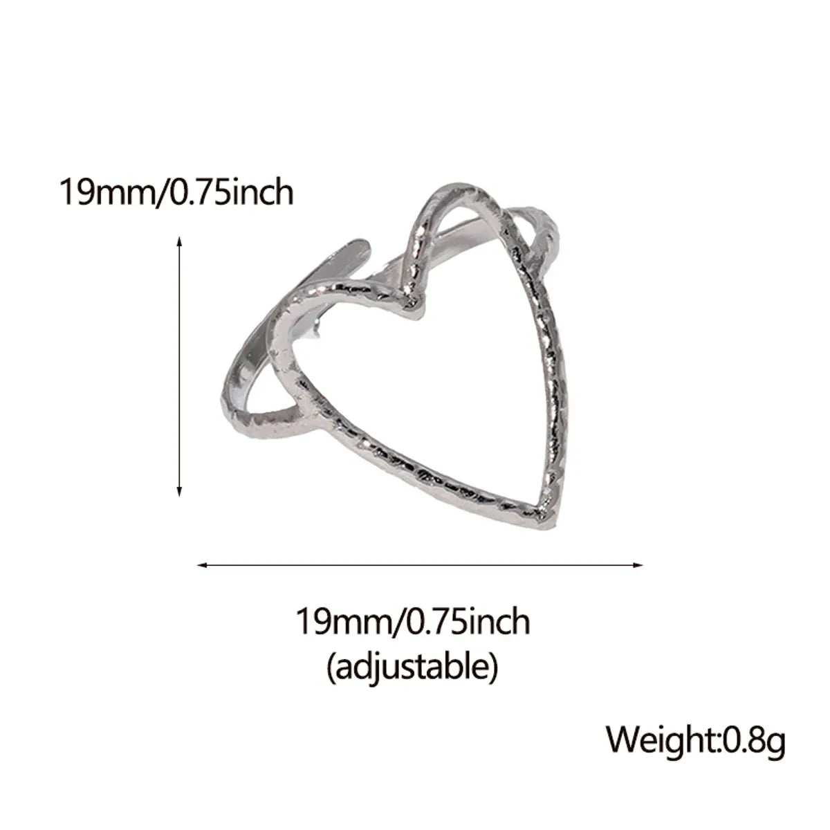 Sweet Heart Shape Stainless Steel Plating Hollow Out Open Ring