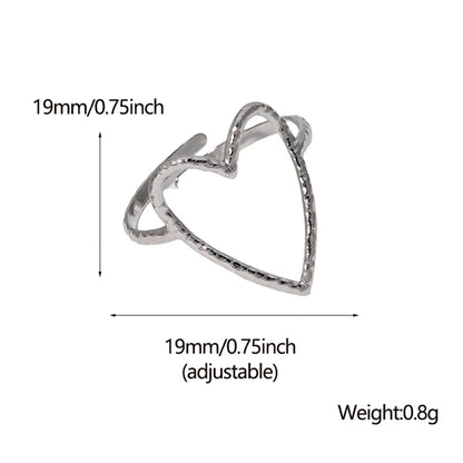 Sweet Heart Shape Stainless Steel Plating Hollow Out Open Ring