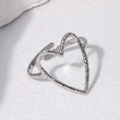 Sweet Heart Shape Stainless Steel Plating Hollow Out Open Ring