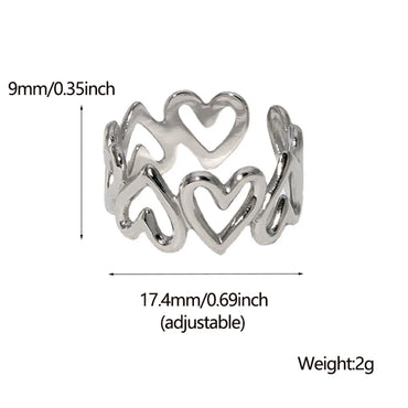 Sweet Heart Shape Stainless Steel Plating Open Ring