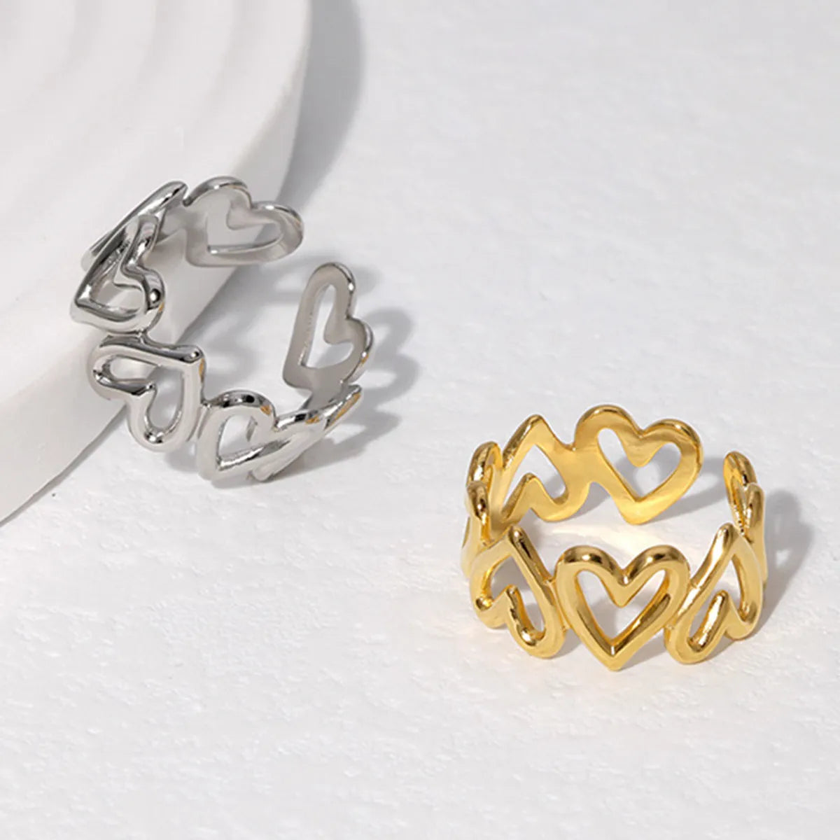 Sweet Heart Shape Stainless Steel Plating Open Ring