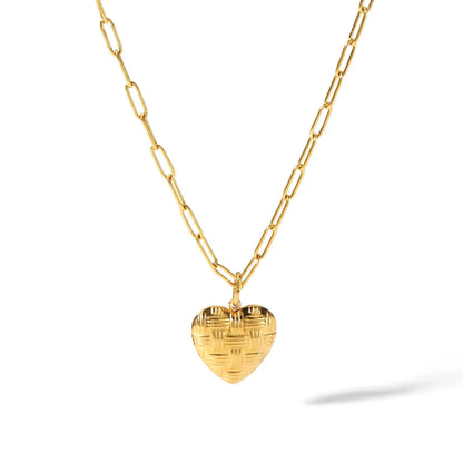 201 Stainless Steel 304 Stainless Steel 18K Gold Plated Sweet Plating Heart Shape Earrings Necklace