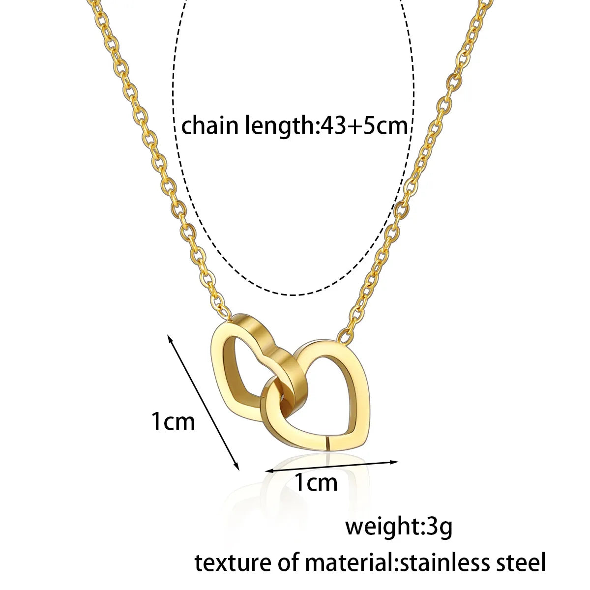 Sweet Heart Shape Stainless Steel Titanium Steel Plating Pendant Necklace