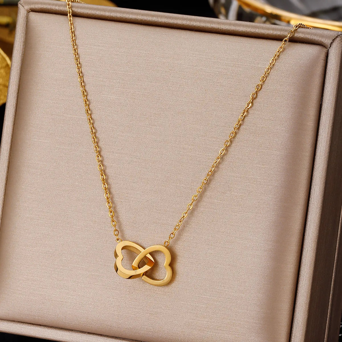 Sweet Heart Shape Stainless Steel Titanium Steel Plating Pendant Necklace