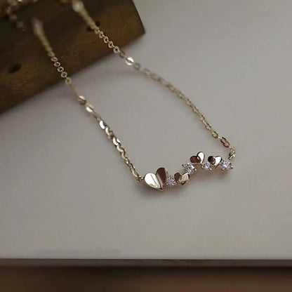 Sweet Heart Shape Sterling Silver Plating Inlay Artificial Diamond Necklace 1 Piece