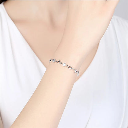 Alloy Silver Plated Sweet Heart Shape Plating Inlay Zircon Bracelets