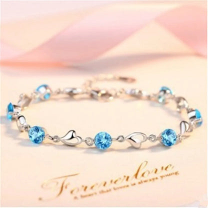 Alloy Silver Plated Sweet Heart Shape Plating Inlay Zircon Bracelets