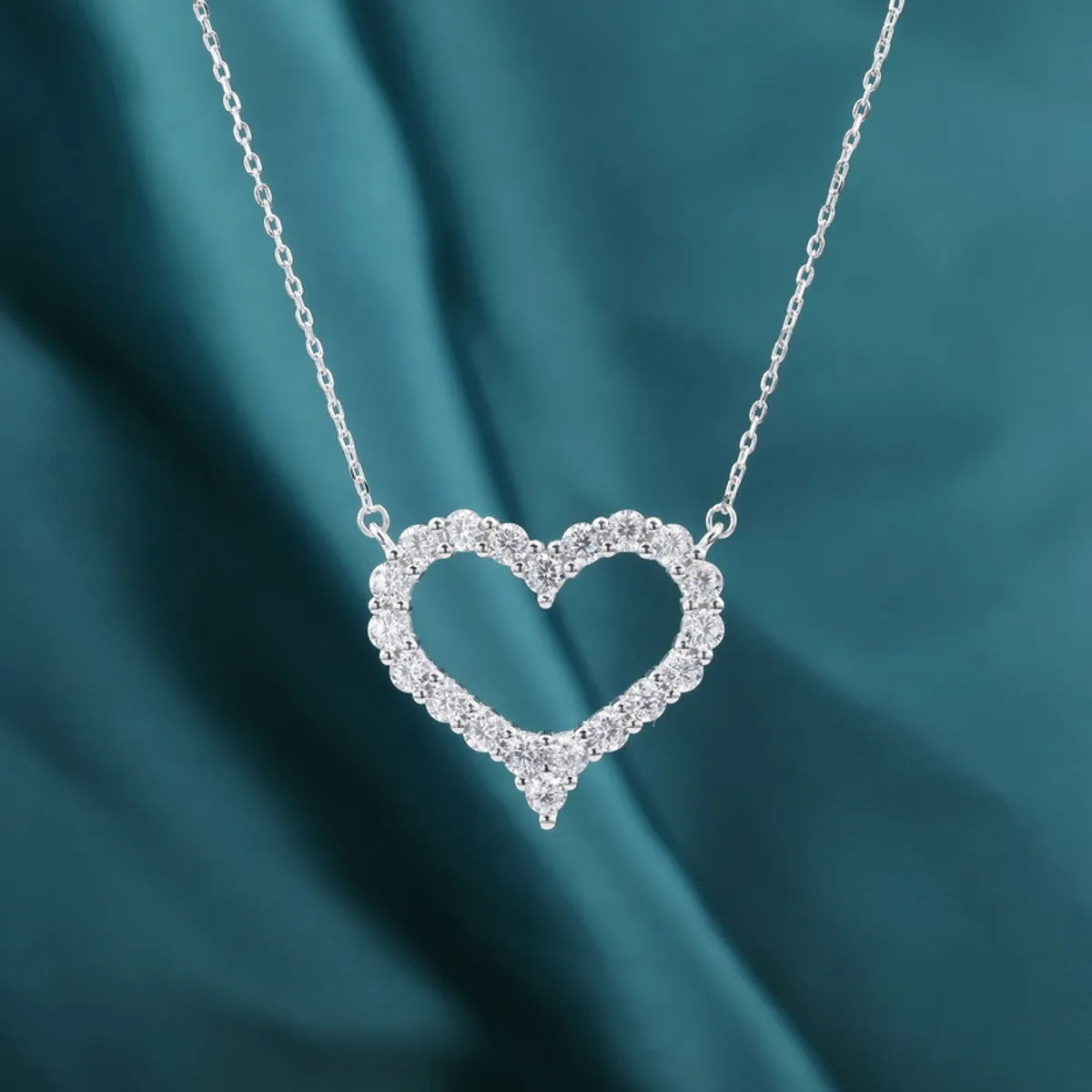 Sweet Heart Shape Sterling Silver Plating Inlay Zircon Pendant Necklace