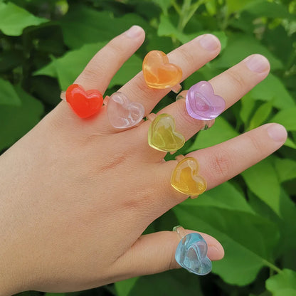 Sweet Heart Shape Synthetic Resin Wholesale Rings