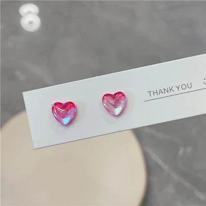 Sweet Heart Shape Synthetic Resin Women'S Ear Studs 1 Pair