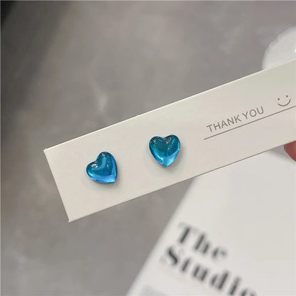 Sweet Heart Shape Synthetic Resin Women'S Ear Studs 1 Pair