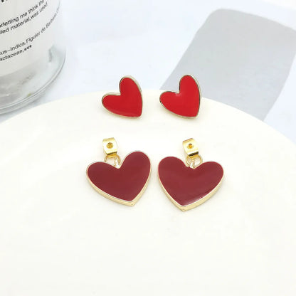 1 Pair Sweet Heart Shape Titanium Steel Earrings