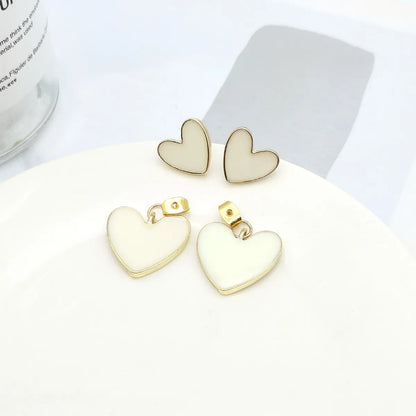 1 Pair Sweet Heart Shape Titanium Steel Earrings