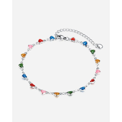 Sweet Heart Shape 304 Stainless Steel Enamel Women'S Anklet