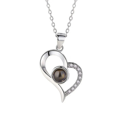 Sweet Heart Shape Titanium Steel Gold Plated Inlay Zircon Pendant Necklace 1 Piece