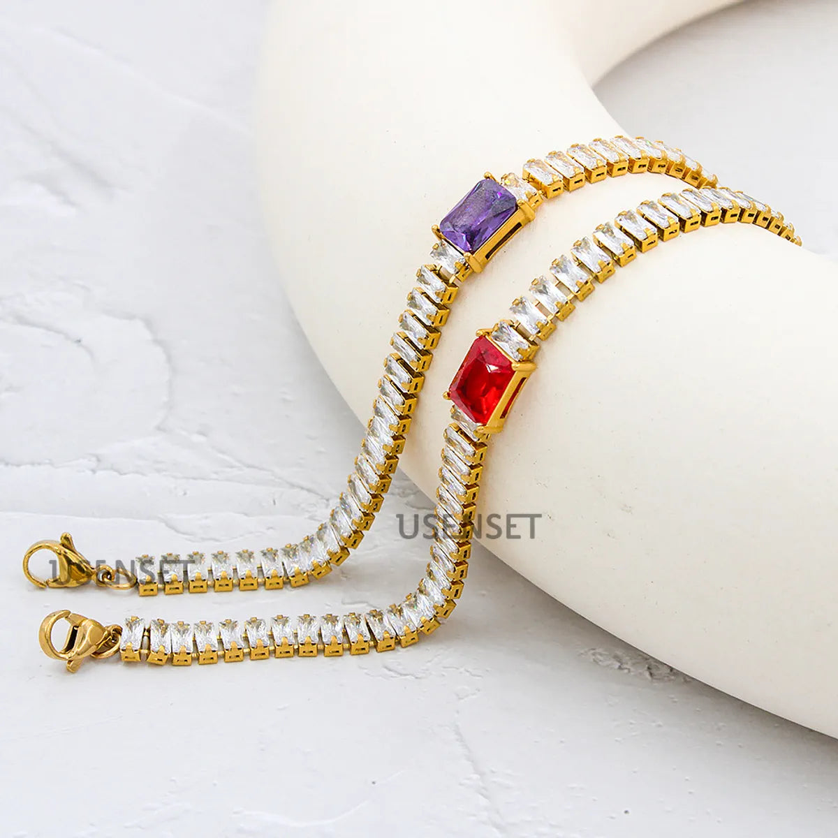 Sweet Heart Shape Titanium Steel Gold Plated Zircon Necklace 1 Piece