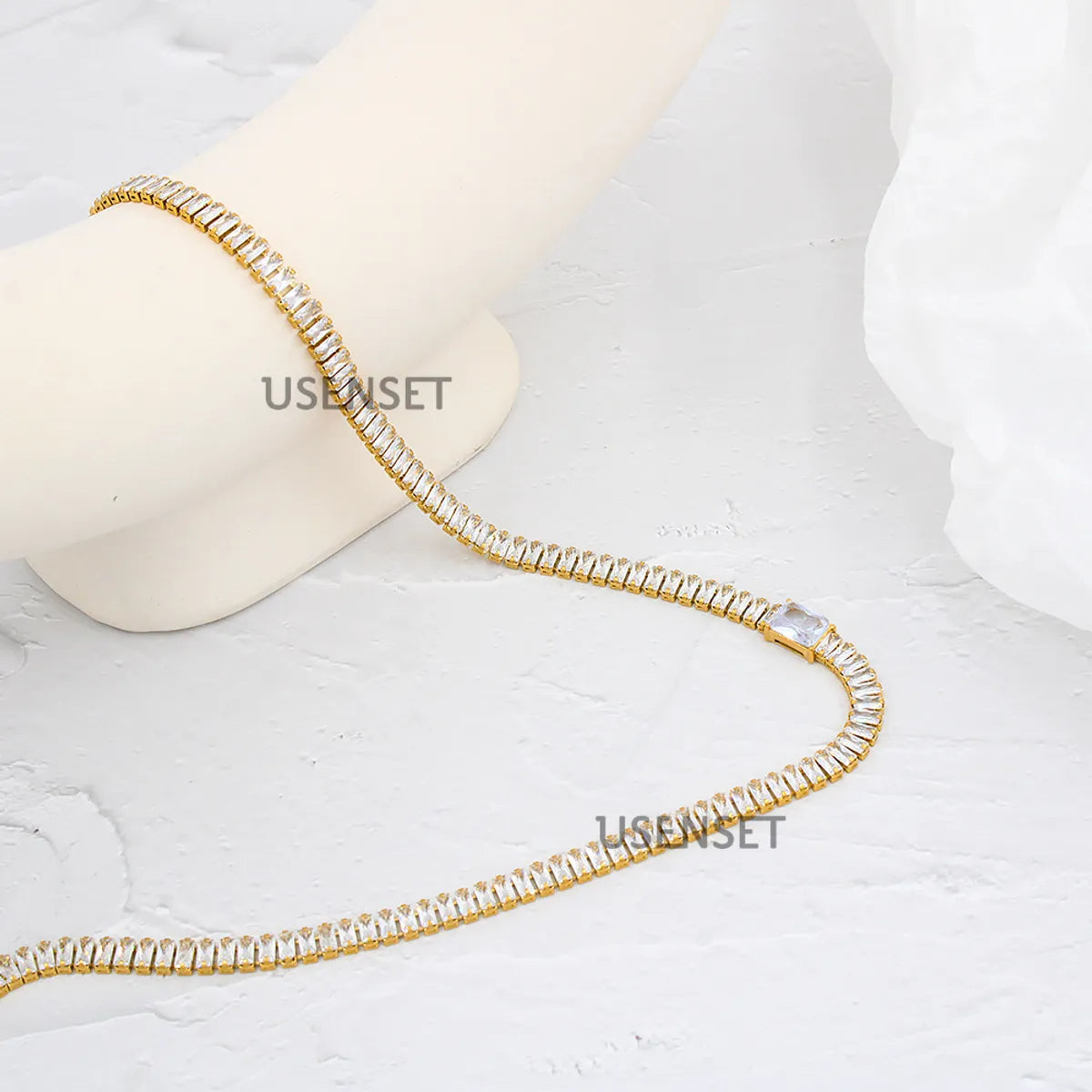 Sweet Heart Shape Titanium Steel Gold Plated Zircon Necklace 1 Piece