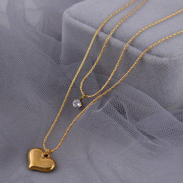 Sweet Heart Shape Titanium Steel Layered Necklaces