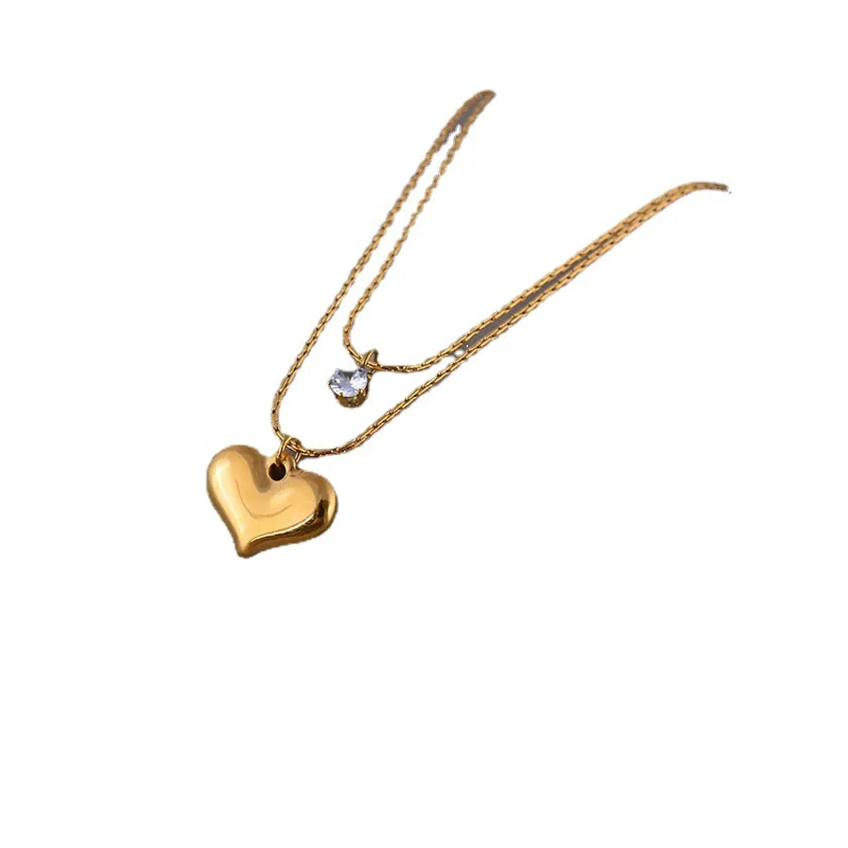 Sweet Heart Shape Titanium Steel Layered Necklaces