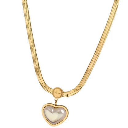 Sweet Heart Shape Titanium Steel Plating 18k Gold Plated Earrings Necklace