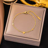 304 Stainless Steel 18K Gold Plated Sweet Plating Heart Shape Bracelets Necklace