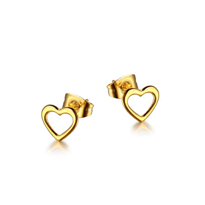 1 Piece Sweet Heart Shape Titanium Steel Plating Hollow Out Ear Studs