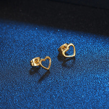 1 Piece Sweet Heart Shape Titanium Steel Plating Hollow Out Ear Studs