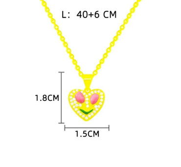 Sweet Heart Shape Tulip Titanium Steel Plating 18k Gold Plated Pendant Necklace