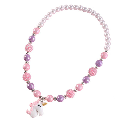 Sweet Heart Shape  Resin Beaded Girl'S Necklace 1 Piece