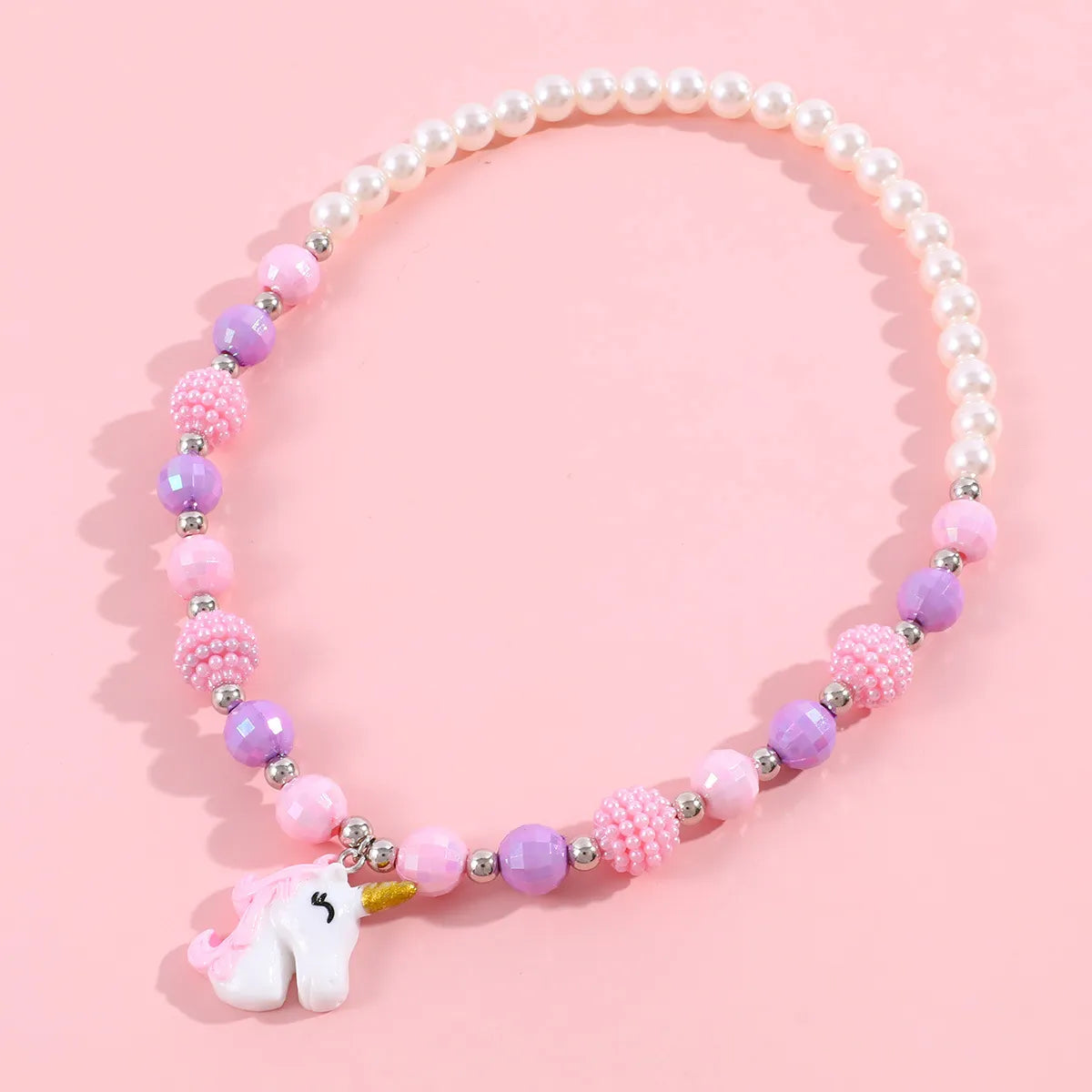 Sweet Heart Shape  Resin Beaded Girl'S Necklace 1 Piece