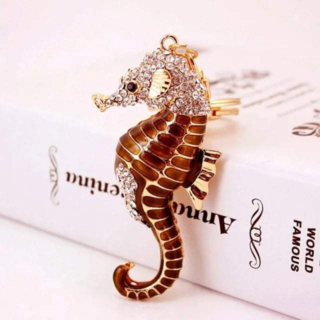 Sweet Hippocampus Zinc Alloy Plating Inlay Rhinestones Women'S Bag Pendant Keychain