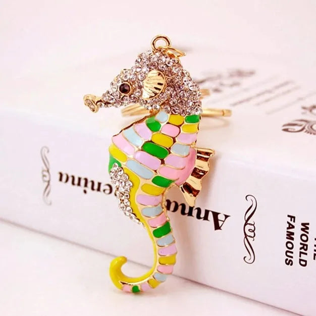 Sweet Hippocampus Zinc Alloy Plating Inlay Rhinestones Women'S Bag Pendant Keychain