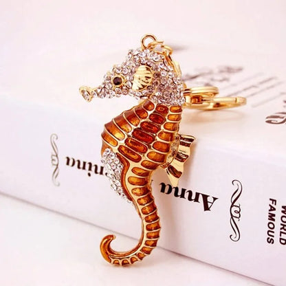 Sweet Hippocampus Zinc Alloy Plating Inlay Rhinestones Women'S Bag Pendant Keychain