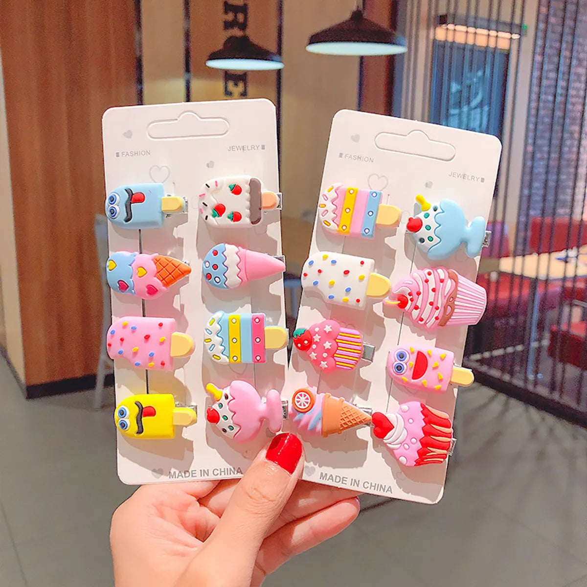 Sweet Ice Cream Candy Plastic Resin Hair Clip 10 Pieces