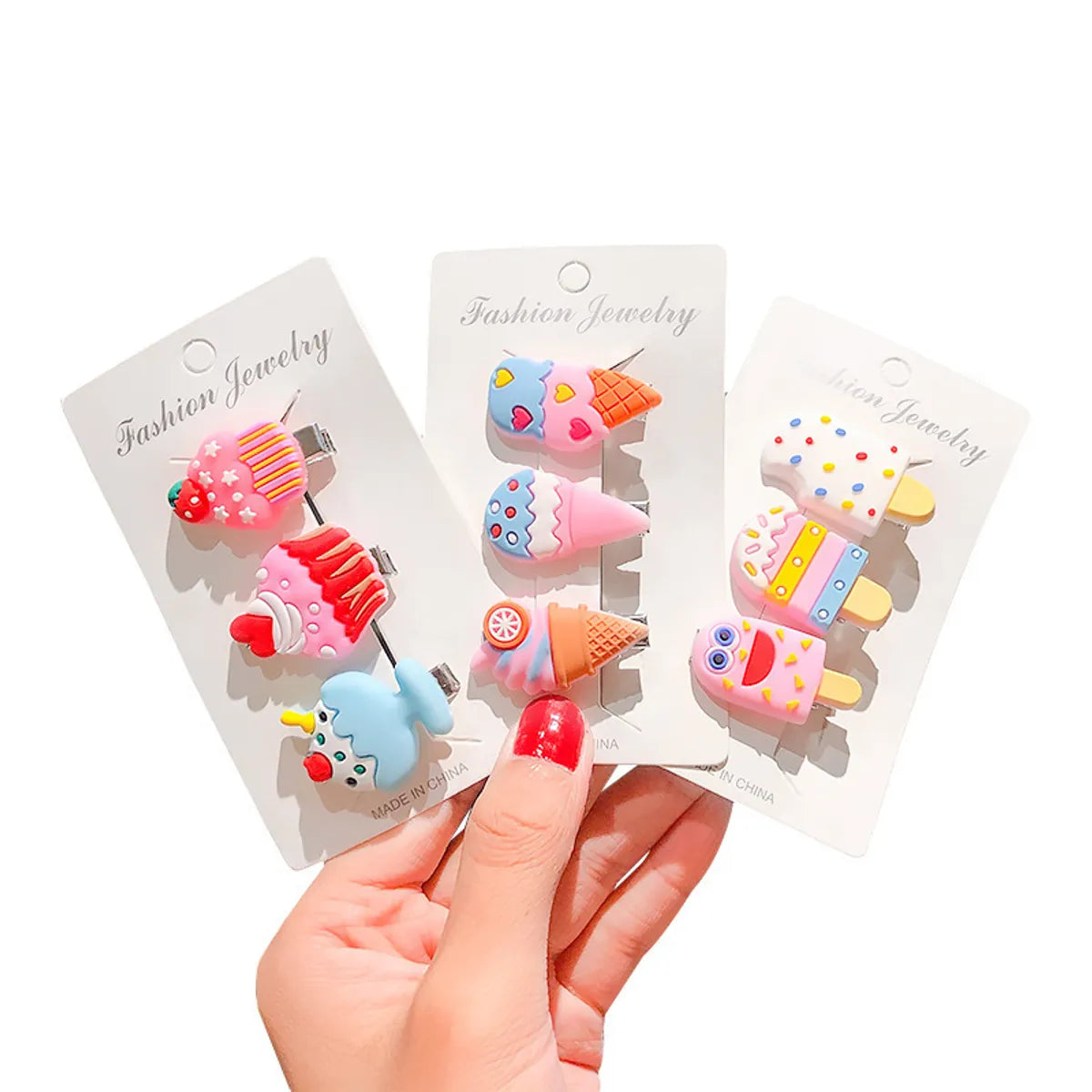 Sweet Ice Cream Candy Plastic Resin Hair Clip 10 Pieces