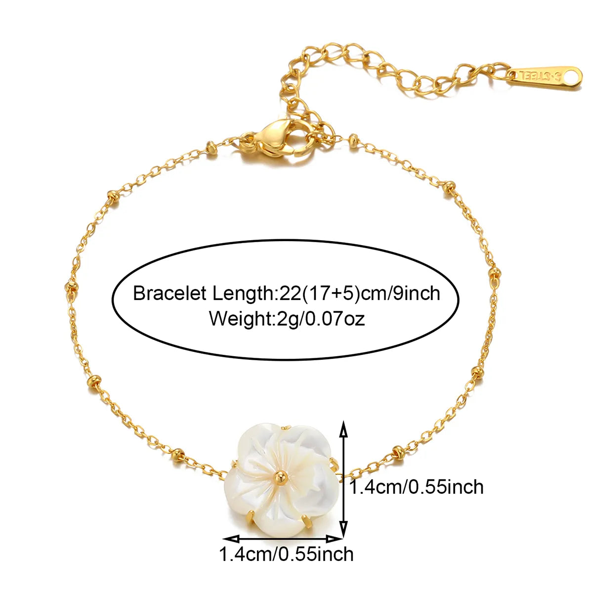 Sweet IG Style Flower 304 Stainless Steel Shell 18K Gold Plated Bracelets In Bulk