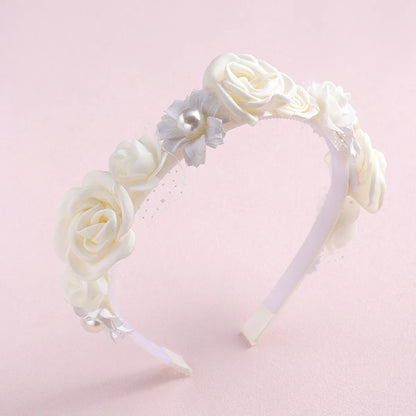 Sweet Leaf Flower Bow Knot Imitation Pearl Polyester Hair Band